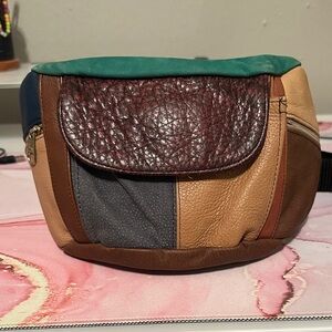 Multicolor Patchwork Leather Belt Bag